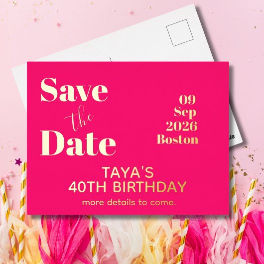 Carte de sauvegarde anniversaire en or rose