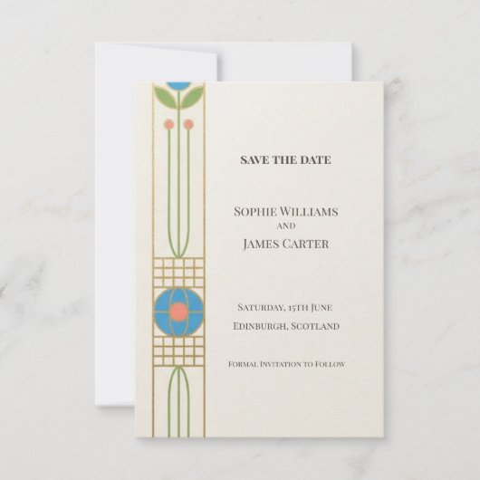 Carte de sauvegarde Art Déco colorée (Devant)