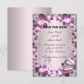 Carte de sauvegarde chic à fleurs violettes tendan (Devant / Derrière)