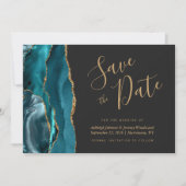 Carte de sauvegarde Chic sarcelle bleu or Agate fo (Devant)