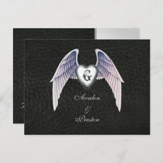 Carte de sauvegarde cœur en cuir et chrome à date  (Devant / Derrière)