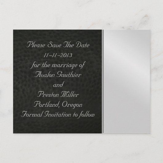 Carte de sauvegarde cœur en cuir et chrome à date  (Dos)