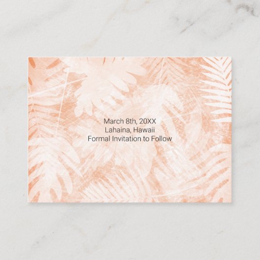 Carte de sauvegarde Coral Orange Tropical Palm Lea (Dos)