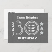 Carte de sauvegarde d'anniversaire 30 ans moderne  (Devant / Derrière)