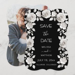 Carte de sauvegarde de date 3D Roses noires et bla