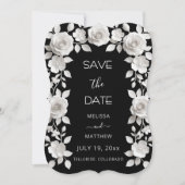 Carte de sauvegarde de date 3D Roses noires et bla (Devant)