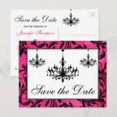 Carte de sauvegarde de date à chandeliers rose noi (Devant / Derrière)