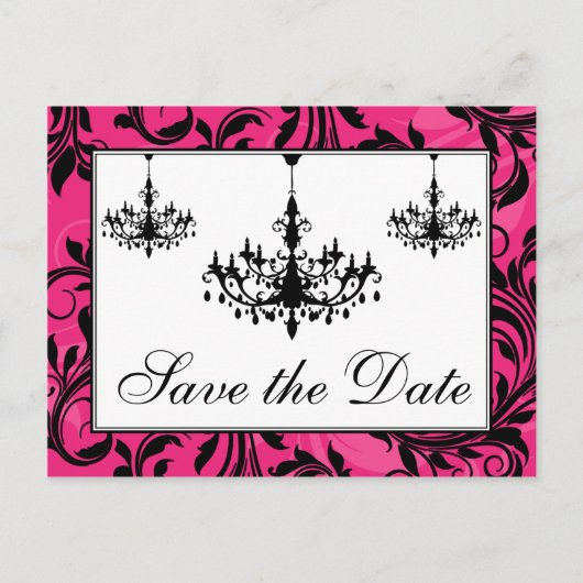 Carte de sauvegarde de date à chandeliers rose noi (Devant)