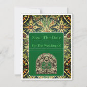 Carte de sauvegarde de date à motif vert (Devant)
