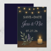 Carte de sauvegarde de date à plat – Rustic Night (Devant / Derrière)