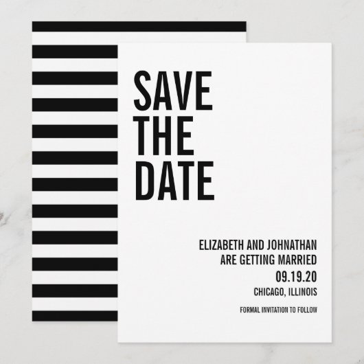 Carte de sauvegarde de date à typographie simple e (Devant / Derrière)