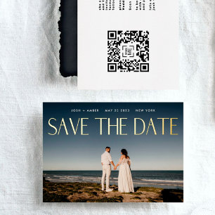 Carte de sauvegarde de date avec code QR en feuill