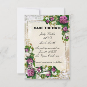 Carte de sauvegarde de date avec Hydrangea pourpre