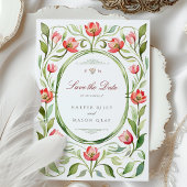 Carte de sauvegarde de date avec tulipes vintage