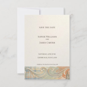 Carte de sauvegarde de date baroque tartan