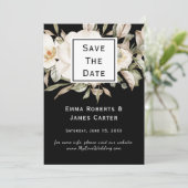 Carte de sauvegarde de date Black Hydrangea (Debout devant)