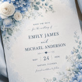 Carte de sauvegarde de date Blue Hydrangea