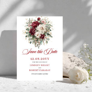 Carte de sauvegarde de date Boho Blush Bourgogne O