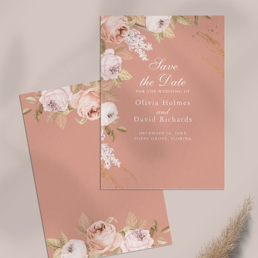 Carte de sauvegarde de date Boho Pink Peonies