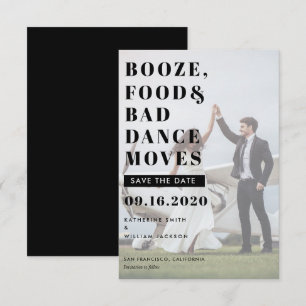 Carte de sauvegarde de date Booze Food & Bad Dance