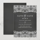 Carte de sauvegarde de date Chalkboard & Lace (Devant / Derrière)