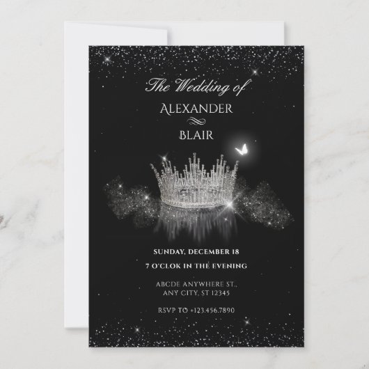 Carte de sauvegarde de date Crystal Crown Queen Fl (Devant)