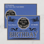Carte de sauvegarde de date d'anniversaire vintage (Devant / Derrière)