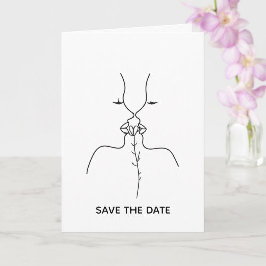 Carte de sauvegarde de date d'art de ligne minimal (Orchidée)