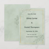 Carte de sauvegarde de date de botanique de vert s (Devant / Derrière)