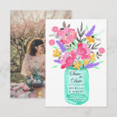 Carte de sauvegarde de date de bouquet floral Maso (Devant / Derrière)