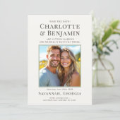 Carte de sauvegarde de date de couple moderne avec (Debout devant)