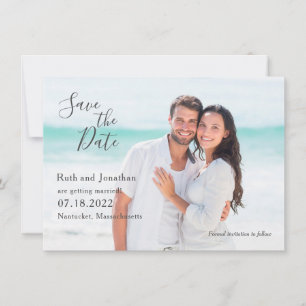 Carte de sauvegarde de date de couple sur la plage