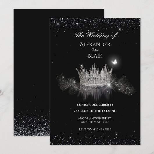 Carte de sauvegarde de date de couronne de cristal (Devant / Derrière)