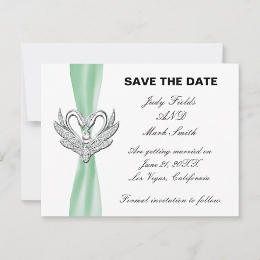 Carte de sauvegarde de date de cygnes d'argent de  (Devant)