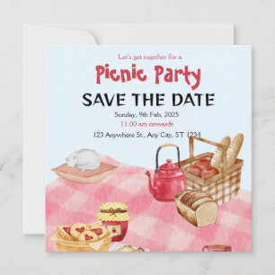 Carte de sauvegarde de date de fête de pique-nique