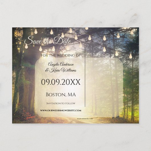 Carte de sauvegarde de date de forêt enchantée (Dos)