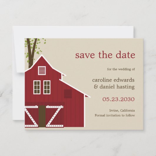 Carte de sauvegarde de date de grange rustique (Devant)