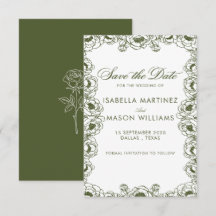 carte de sauvegarde de date de jardin floral vert