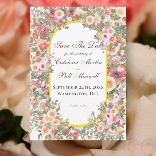 Carte de sauvegarde de date de jardin romantique l