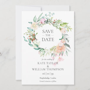 Carte de sauvegarde de date de mariage à aquarelle