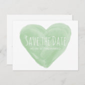 Carte de sauvegarde de date de mariage à cœur aqua (Devant / Derrière)