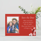 Carte de sauvegarde de date de mariage à fleur jap (Debout devant)