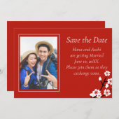 Carte de sauvegarde de date de mariage à fleur jap (Devant / Derrière)