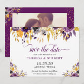 Carte de sauvegarde de date de mariage à fleurs do (Devant / Derrière)