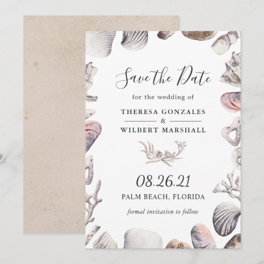 Carte de sauvegarde de date de mariage à la plage (Devant / Derrière)