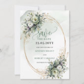 Carte de sauvegarde de date de mariage à l'aquarel (Devant)