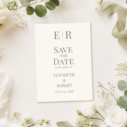 Carte de sauvegarde de date de mariage à monogramm