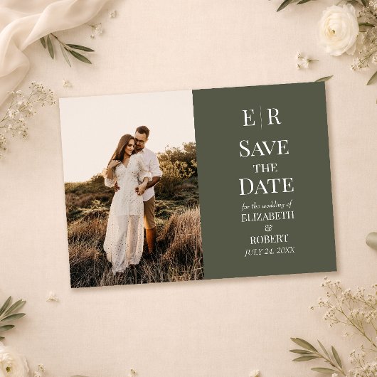 Carte de sauvegarde de date de mariage à monogramm