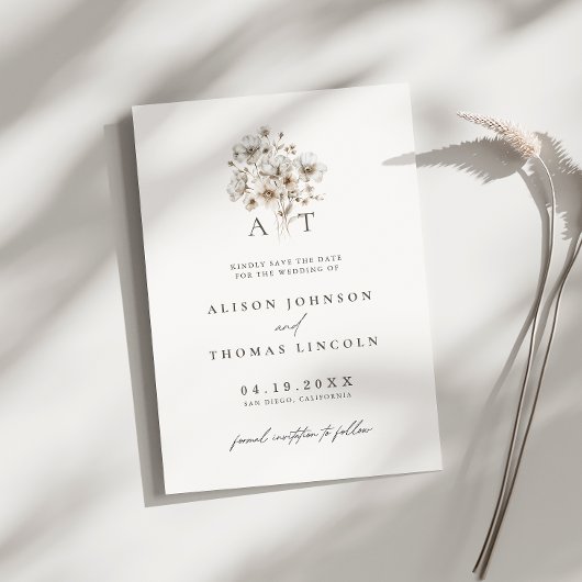 Carte de sauvegarde de date de mariage à monogramm