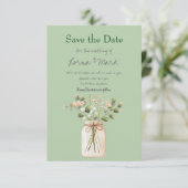 Carte de sauvegarde de date de mariage au pot de f (Debout devant)